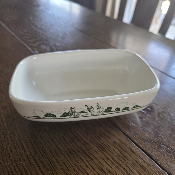 Vtg Syracuse China Squared Oblong Small Bowl "Golfers" Made For The Broadmoor - Picture 4 of 6